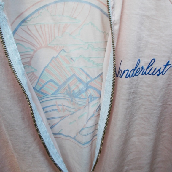 WANDERLUST Pink Silk Crop Jacket Mountain Scene - Picture 6 of 7